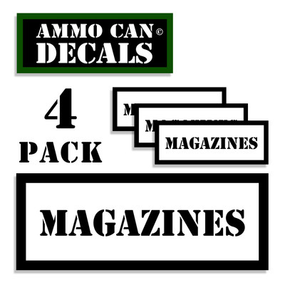 MAGAZINES  Ammo Can Stickers 4x Ammunition Gun Case Labels  Decals 4 pack WT