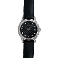 Timex Ladies Black Dial Genuine Leather Diamond Indices Wrist Watch