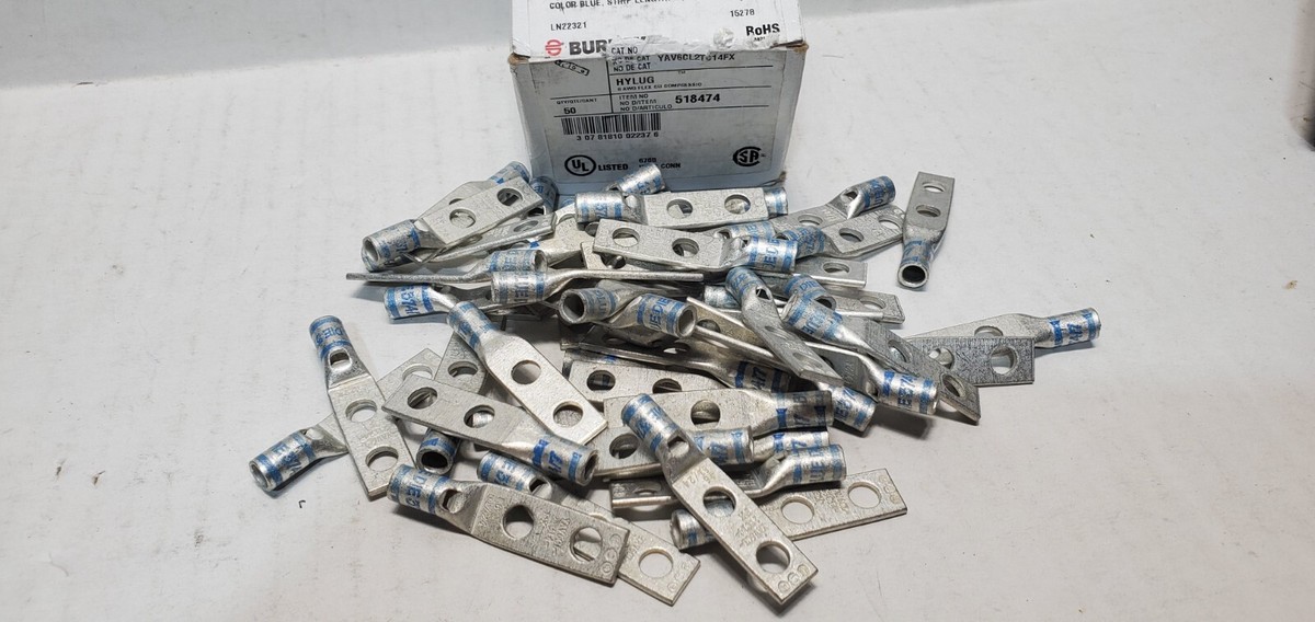 QTY 50 Burndy 518474 Copper Compression Lug YAV6CL2TC14FX