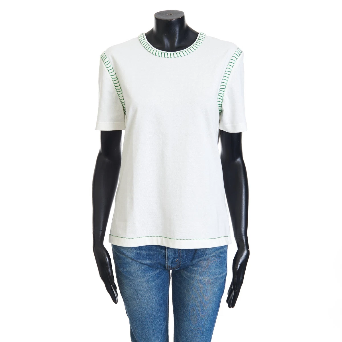 BOTTEGA VENETA 600$ White Cotton Overlock T-shirt - Contrasting