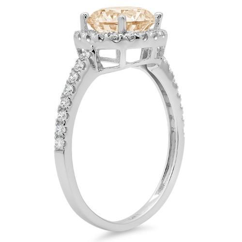 1.8Ct Round Cut Natural Morganite Halo Engagement Ring for Women, 14K White Gold - Picture 9 of 11