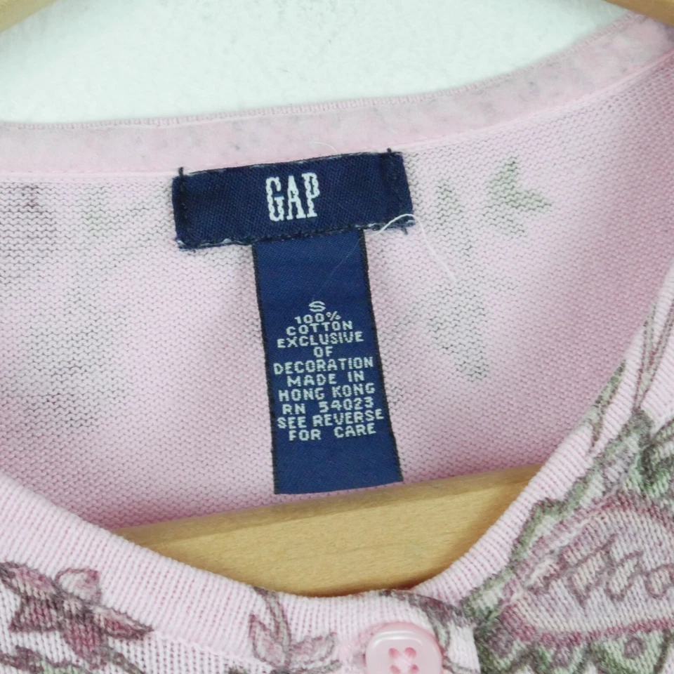 Cárdigan Pequeño Vintage Gap Años 90 Crop Pastel Rosa Floral Preppy Suave Niña Femenino Foto 2 de 4