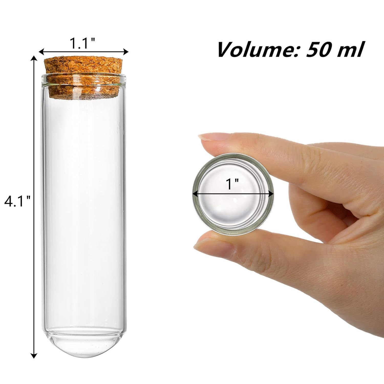 Frcctre 48 Pack 50Ml Glass Test Tubes with Cork Stoppers, 30X100Mm Clear round B