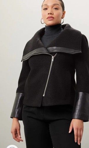 Club Monaco Wool & Lambskin Leather Jacket XS Luxury Trendy - Picture 8 of 20