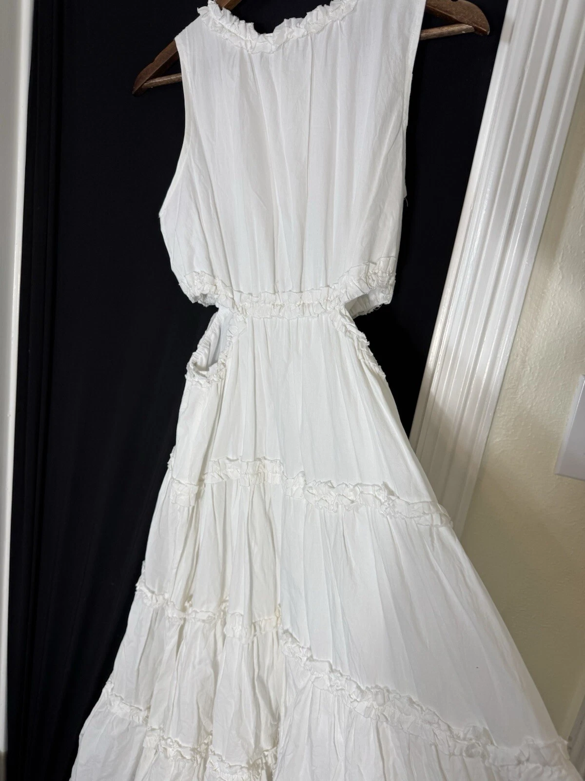 VALENTINO &Merci Abito donna bianco con volant a strati taglio maxi cottage spiaggia angelo fata M