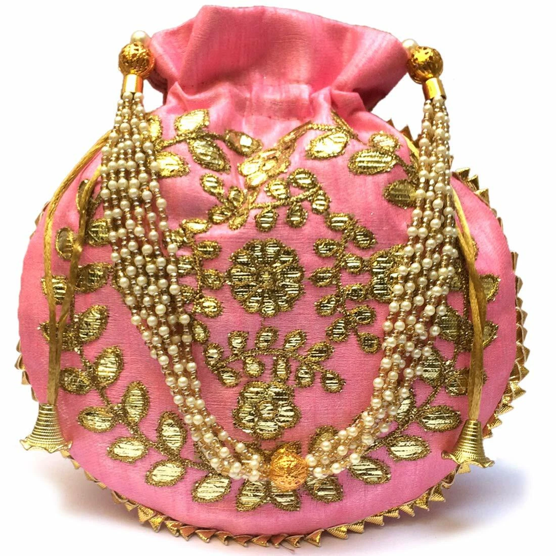 Indian Women Heavy Beaded Fashion Handmade Potli Bag, Ethnic Wedding and Festivals, Hand Bag, Bridal Bag Embellished with Beads & Pearls