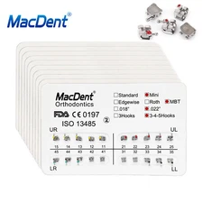 10Packs MacDent Dental Orthodontic Brackets Braces Metal Mini MBT .022 Hooks 345