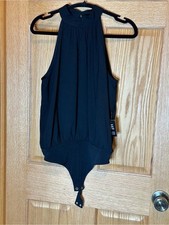 Express black halter Neck Pleated Bodysuit Size Small NWT