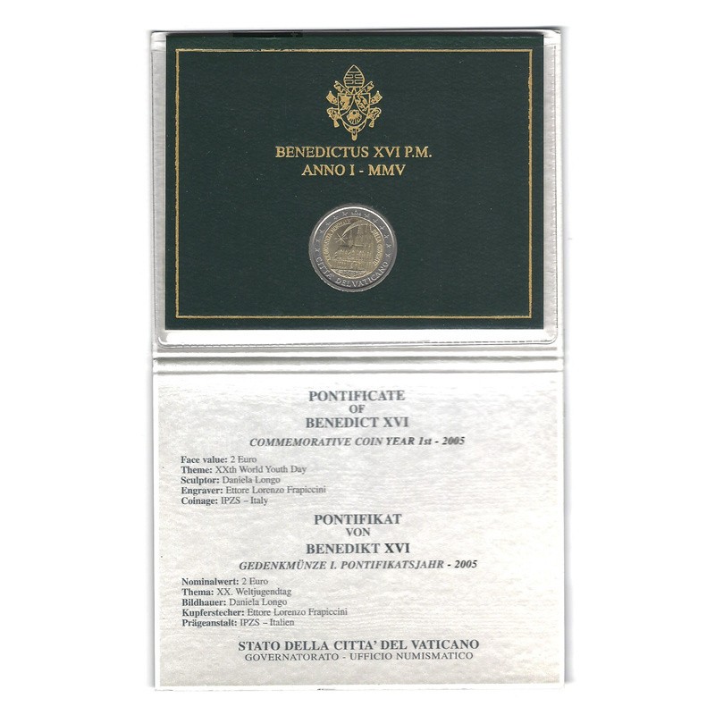 2 euros commémorative Vatican 2005 - Journée mondiale de la jeunesse en coffret