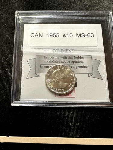 1955  Coin Mart Graded Canadian Ten ¢10 Cent**MS-63**