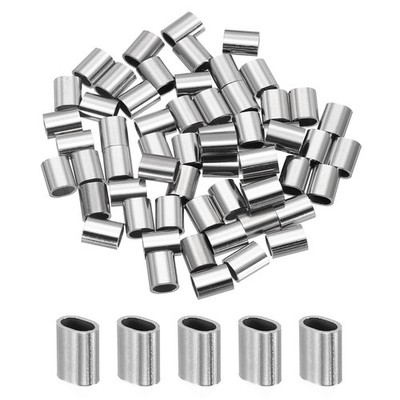 3/32'' Wire Rope Stop Sleeve, 60 Pcs 304 Stainless Steel Crimping Loops Sleeve