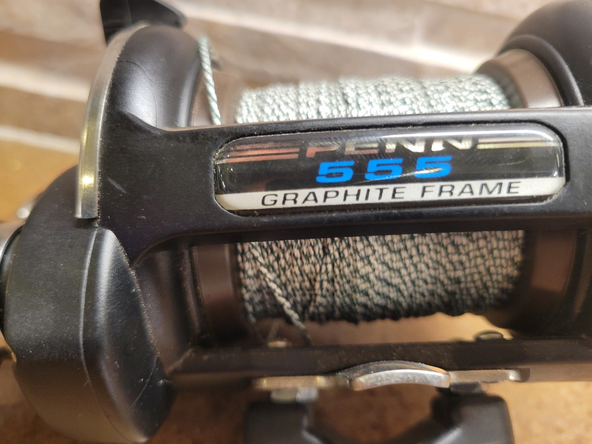 PENN 555 GRAPHITE FRAME グラファイトフレーム 両軸リール CLEAN!! PENN 555 CASTING TROLLING FISHING REEL HIGH SPEED MADE IN