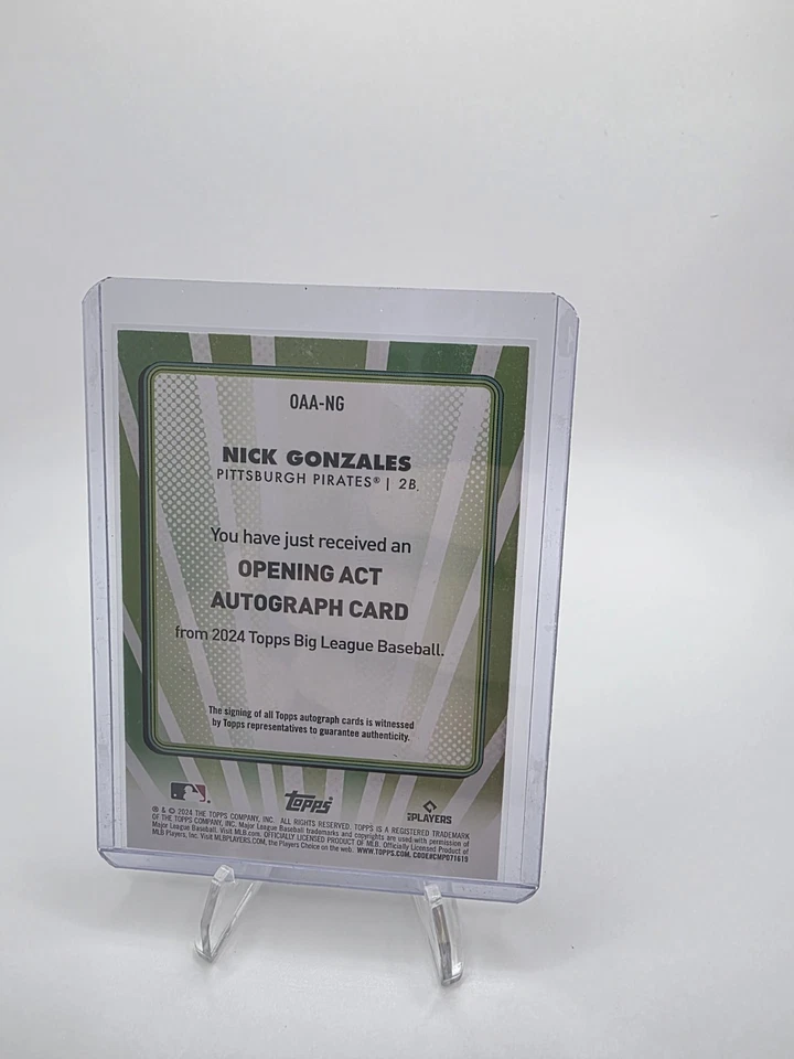 2024 Topps Big League Opening Act Autographs Nick Gonzales #OAA-NG (AU, RC) - Image 2 of 2