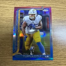 2025 Topps Chrome Football Red White Blue Refractor #163 Tuli Tuipulotu Chargers