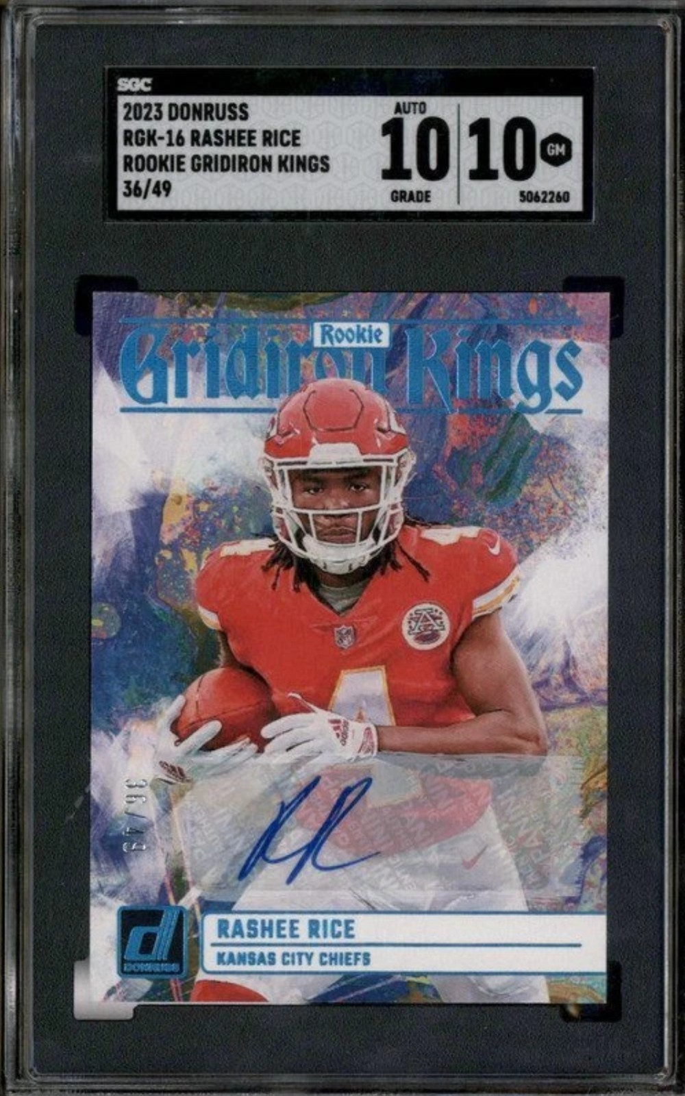 2023 Donruss Rookie Gridiron Kings Autograph Rashee Rice RC Auto /49 SGC 10/10