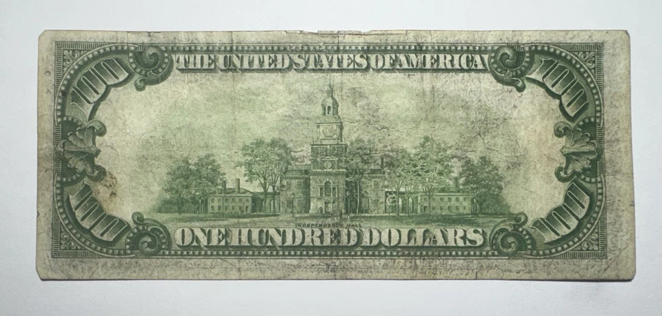 1928 A $100 Federal Reserve Note, Boston Redeemable In Gold Light Green - Image 2 of 2