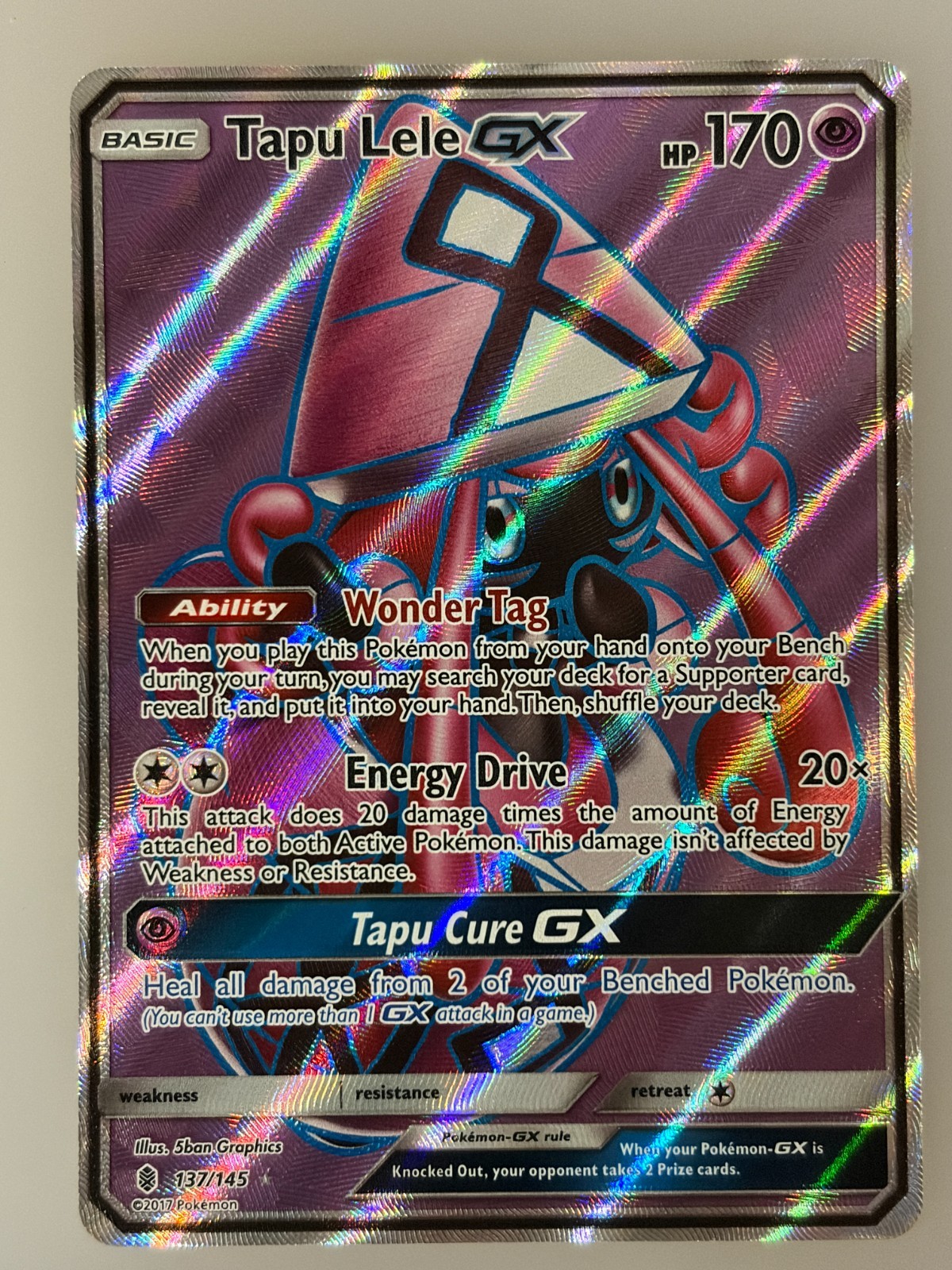 Tapu Lele GX (Full Art) 137/145 Sm-Guardians Rising Holo Pokemon TCG NM