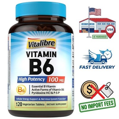Vitamin B6 100mg (Pyridoxine HCl & Pyridoxal-5 -Phosphate) 120 Tablets