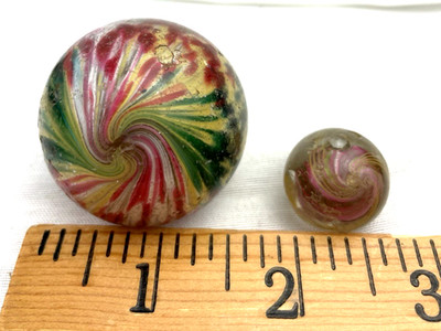 (2) Antique Handmade German Swirl Onionskin Marbles All OFFERS Considered.