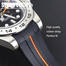 Cinturino orologio gomma curva strisce 20 mm per Rolex Explorer 2 GMT 2 Milgauss Daytona