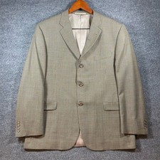 Burberry London Bond Street Blazer 46R Beige Houndstooth 3 Button 100 Wool