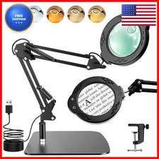 Keafont 10X 30X Magnifying Glass Light And Stand Desktop Led Magnifying Lamp