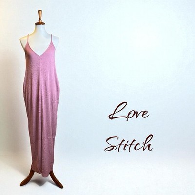 LOVE STITCH Smokey Orchid Gauzy Mila Cocoon Maxi Dress w/ Pockets Slouchy S/M