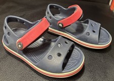 CROCS Size 8 Navy/Red Crocband Sandal Unisex Boys/Girls Moulded Croslite Strap