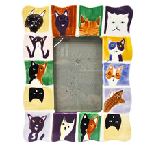 AS IS Colorful Cat Ceramic Picture Frame, Read