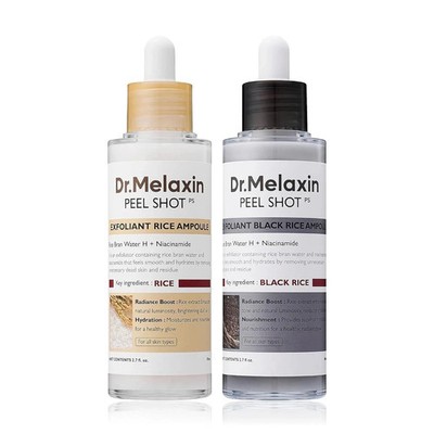 New Dr.Melaxin Peel Shot Glow White & Black Rice Ampoule Duo, Free US Shipping