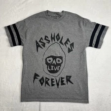 Assholes*s Live Forever Grey Short Sleeve Shirt Striped Mens' Medium