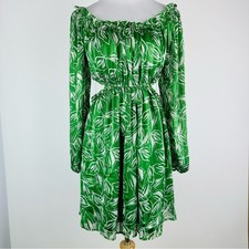 ASTR Green Leaf Print Cut Out Mini Dress Size Medium
