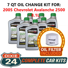 Fits 2005 Chevrolet Avalanche 2500 8.1l Synthetic Oil Filter Kit 5w-30