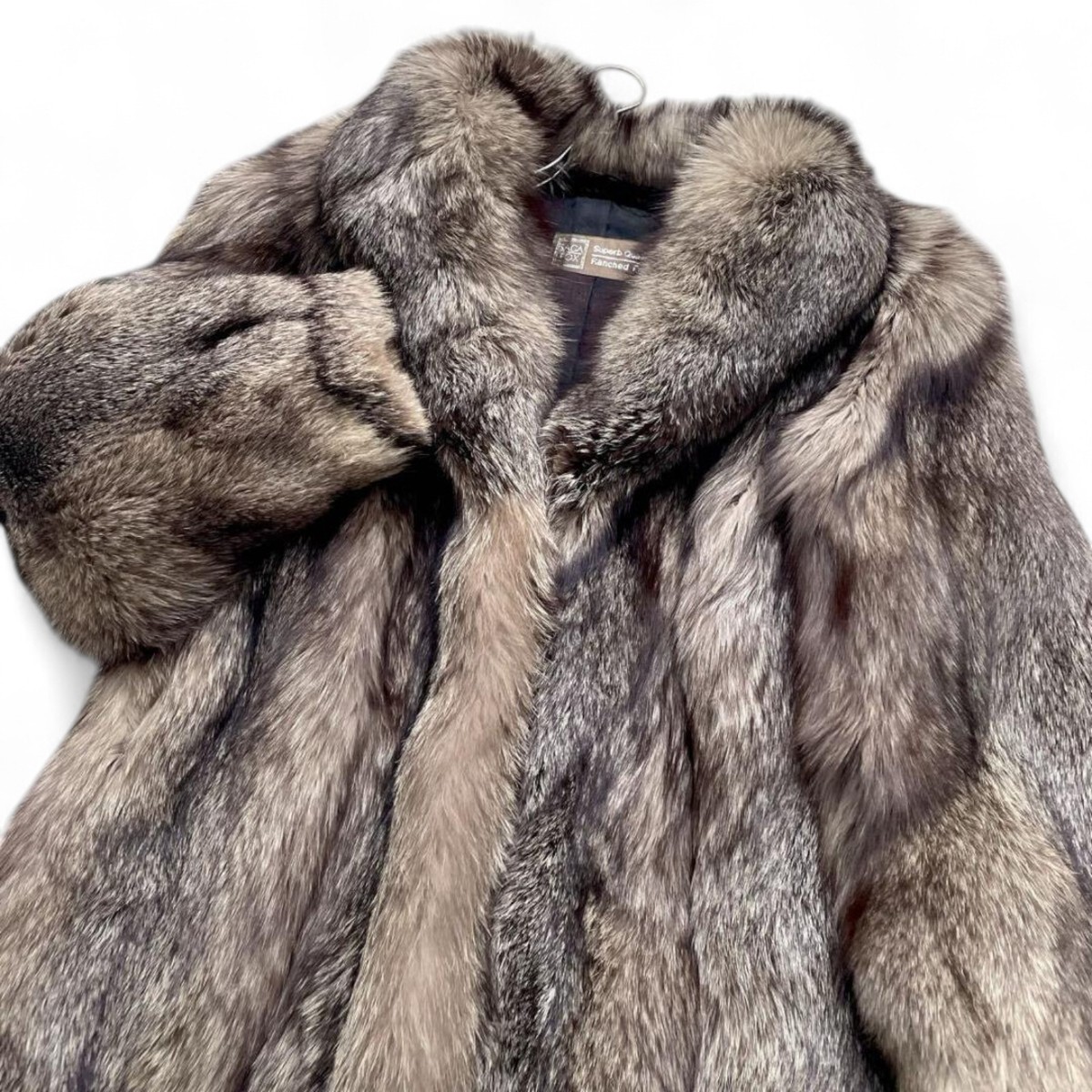 ジャケット・アウター SAGA FOX Silver Fox Long Coat 120cm SAGA FOX Silver Fox Real Fur Coat Long Jacket Size13 Pattern