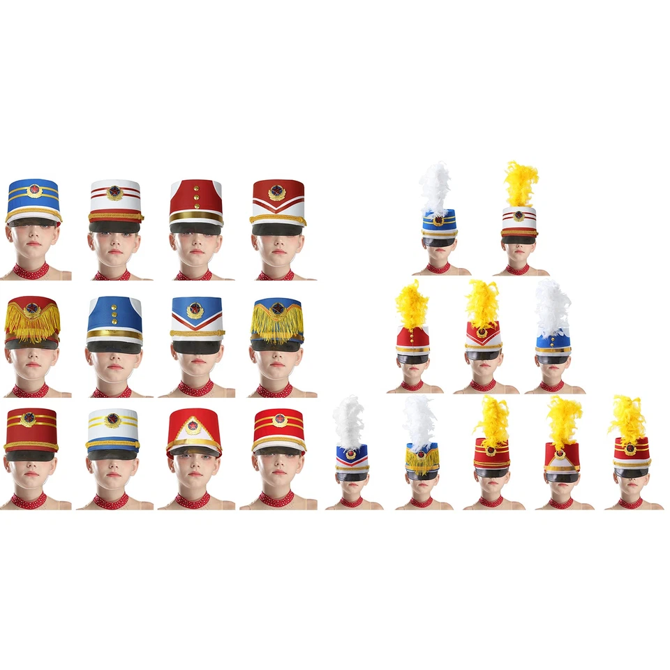 Kids Band Major Hat Nutcracker Soldier Hat Drum Hat Cosplay Party Accessories - Image 2 of 4