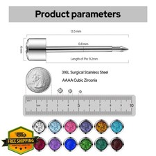 SugarTang 2pk Ear Piercing Kit Surgical Steel Self Piercer 4mm Stud