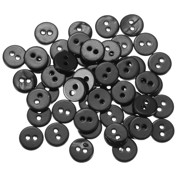 50 StüCk NatüRliche MuschelknöPfe 2 LöCher 10Mm Perlmutt KnöPfe Schwarz-image
