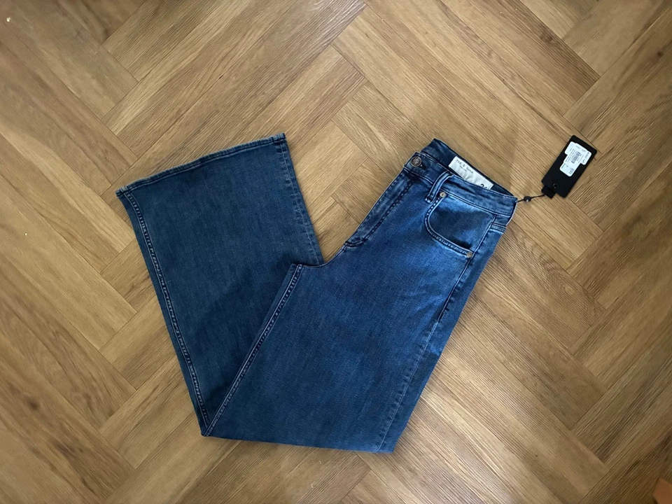 Rag & Bone The Sofie High Rise Ultra Wide Leg Jeans Dark Blue W31 L33 BNWT - Image 3 of 4