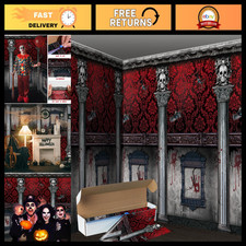 100Ft Halloween Haunted Mansion Backdrop Roll, Gothic Scene Setter for Party Dec