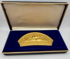 1983 JOHN DEERE Belt Buckle 1876 Trademark 24K Gold Plated Great Christmas Gift