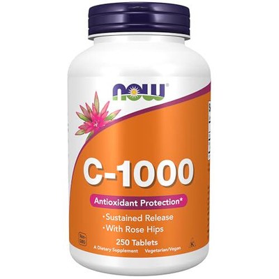 NOW Foods Supplements, Vitamin C-1,000 with Rose Hips, Sustained Release, 250