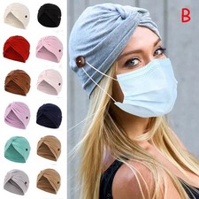 Head Scarf Hijab Hair Loss Women Turban Cap Cancer Chemo Hat Muslim with Button