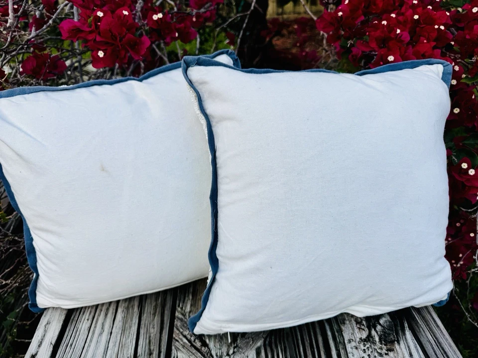 Набор из 2 пляжных подушек Coastal Look из бисера с морскими ракушками бирюза/белый - Изображение 4 из 4