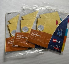 Avery 5-Tab Binder Dividers, Insertable Multicolor Big Tabs 11109 , Choose 1-3x