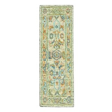 2'7"x6' Brown Oushak with Exposed Warps Distressed Hand Knotted Wool Runner Rug