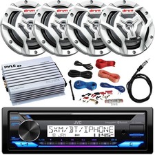 JVC Single-DIN Marine CD Stereo, 4x 6.5" 150W Max Speakers, 4-Channel Amplifier
