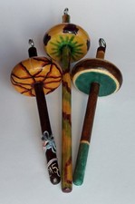 Wood Drop Spindles  Set of 3 Mini Hand Painted & Embellished 0.2/0.2/0.3oz