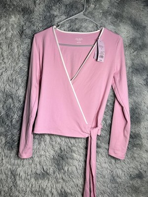 Old Navy Pink Wrap Long Sleeve Top Size Small NWT