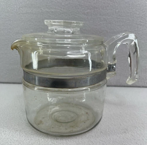 VTG Pyrex Glass Coffee Percolator 4 Cup Flameware Style 7754-B w Lid