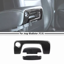 For Jeep Gladiator JT/JL 18+ Carbon Center Armrest Storage Box Switch Cover Trim